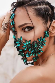 Burning Man Hair, Veil Crystal, Festival Face, Face Veil, Shoulder Necklace, Face Jewellery, Trendy Face Masks, Copper Style, Face Mask Fashion