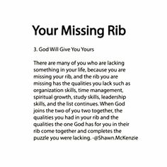 a poem written in black and white with the words, your missing rib