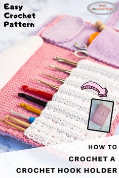 the crochet hook holder is made with yarn