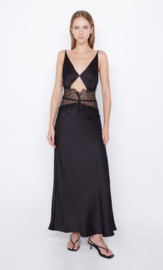 Camille Lace Formal Dress in Black by Bec + bridge Back Silhouette, Bridge Dress, Bec And Bridge, Skirt Fabric, Prom Dress Shopping, Bec & Bridge, Maxi Slip Dress, Refined Style, Lace Maxi