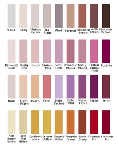 the color chart for different shades of paint