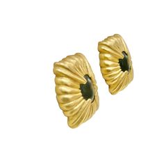 This is part of Chairish's Costume Jewelry Collection.  Givenchy gorgeous carved Matte gild peridot glass clip back earrings Signed, "Givenchy, Paris, New York" From my private secure collection, never worn  This pair of earrings .. STUNNING Formal Carved Gold Earrings, Formal Gold Carved Earrings, Givenchy Paris, Glass Earrings, Costume Jewelry, Givenchy, 1970s, Jewelry Collection, Carving