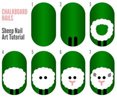 Sheep Nail Art, Nailart Tutorial, Chalkboard Nails, Half Moon Nails, Easter Nail Art, Daily Nail, Diy Nail Art