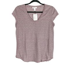 Nordstrom Signature Womens Short Sleeve Striped Crew Neck Shirt Size Small - New With Tags - Size Small - Striped, Burgundy Pink - Style #Ns412211mi Measurements(Approximate): Bust: Length: Sleeves: Casual Beach Summer Spring Vacation Holiday Trip Weekend Bbq Ladies Womens Women’s Shirt Top Blouse Tee T-Shirt Tank Top Resortwear Beach Wear #J.40 Holiday Trip, Spring Vacation, Pink Style, T-shirts & Tank Tops, Crew Neck Shirt, Beach Summer, Beach Wear, Neck Shirt, Shirt Top