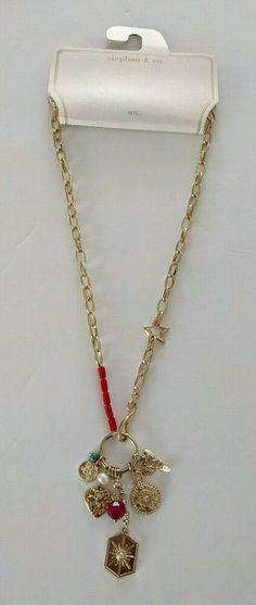 Red Chain Charm Necklace For Gift, Trendy Red Heart Beads Necklace, Trendy Red Necklace With Heart Charm, Red Beaded Necklace With Heart Charm As Gift, Trendy Red Beaded Chain Jewelry, Trendy Red Beaded Chain Necklace, Trendy Red Beaded Necklace With Beaded Chain, Red Beads, Gold Charm Necklace