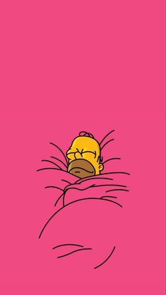 the simpsons is sleeping in bed with pink sheets