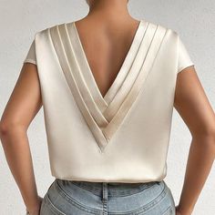 Gratis verzending, snellere after-sales dienst van Temu. Elegant Short Sleeve Tops, Tailored Tops For Women, Simple Top Designs For Women, Elegant Tops And Blouses, Satin Tops For Women, Satin Blouse Designs, Satin Top Outfit, Satin Shirts For Women, Satin Blouse Outfit