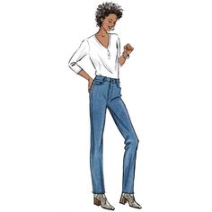 a drawing of a woman in high rise jeans