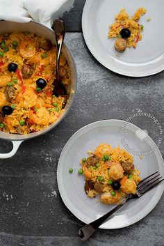 two plates with different types of food on them