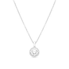 Surprise the one you adore with this classic 18K white gold Diamond Halo Pendant Necklace. The shimmering pendant showcases a classic round brilliant cut diamond artfully set to enhance size and sparkle - wrapped in a pave-lined white diamond halo. This radiant look is one she'll turn to often, everyday and on special occasions. An amazing and thoughtful anniversary gift for your loved one. 18 Karat White Gold Total Diamonds Weight: 1.35 carat Center Diamond Weight 1.25 Carat Shape: Round Brilli Diamond White Diamond Necklace With Halo Design, Diamond White Pendant Necklace With Halo Design, Diamond White Necklace With Halo Pendant, Timeless White Diamond Necklace, White Round Halo Necklace, White Round Cut Halo Necklace, White Gold Cubic Zirconia Diamond Necklace With Halo, White Gold Cubic Zirconia Halo Diamond Necklace, White Round Diamond Necklace With Accents