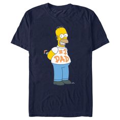 Celebrate Father's Day with everyone's favorite dad Homer Simpson! Show off your favorite animated series with hilarious tees that feature all the charismatic Springfield residents! This Men's #1 Dad Homer Graphic T-Shirt features a mischievous Homer wearing a shirt that reads "#1 Dad" in brush font. If anyone tries to steal your fashion, then just tell them to "eat my shorts" because you're not giving up this classic The Simpsons style! Not Giving Up, New Fathers, Homer Simpson, Brush Font, Graphic Tee Design, The Simpsons, Mens Graphic Tee, Tee Design, Giving Up