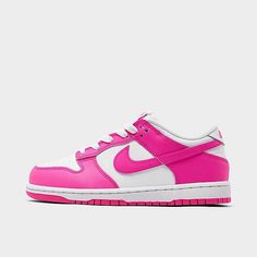 Girls' Little Kids' Nike Dunk Low Casual Shoes Cute Nike Shoes Pink, Hot Pink Dunks, Pink And White Dunks, Kids Nike Dunks, Nike Shoes For Kids, Nike Girls Shoes, Valentines Shoes, Shoes For Girls Kids