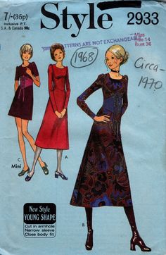 a woman's dress and jacket sewing pattern from the 1960s, with an image of two women in different styles