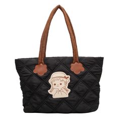 Kylethomasw 2024 Cute Stuffed Cotton Handbag For Women Fashion Cotton Shoulder Bag Female Down Jacket Satchel Girls Large Capacity Tote Bag Casual Winter Satchel With Large Capacity, Casual Winter Shoulder Satchel, Casual Winter Tote Satchel, Black School Bag For Fall, Casual Winter Bag With Zipper Closure, Winter School Tote Shoulder Bag, Casual Winter Bags With Zipper Closure, Trendy Winter Shoulder Bag With Pockets, Trendy Winter Travel Satchel