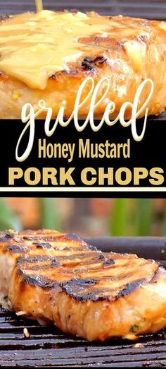 grilled honey mustard pork chops on the grill