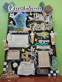 a bulletin board with many different things on it