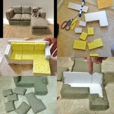 the process of making a couch out of sponge