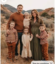 a family posing for a photo in the desert with text that reads, tan to explore?