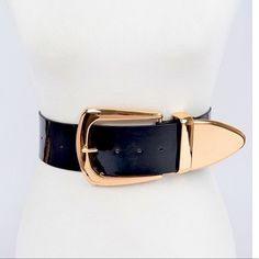 Faux Patent Leather (Wide) Belt! Made With Pu Leather! Approx Width 2.25 In Length 39.5 In! Black And Gold! Cute For High-Waist Look Sis! #Highwaistvibe! Add Your Style! Rock It However You Desire Sis! Leopard Belt, Wide Leather Belt, Tan Cowhide, Style Rock, Braids With Weave, Gold Belts, Woven Belt, Wide Belt, Leather Silver