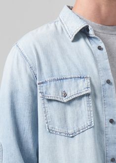 Our Cairo Shirt is a sophisticated and versatile staple. Crafted in our new Japanese denim shirting - that will keep you comfortable and stylish from dawn to the eleventh hour. This fit is true to size. Looks Like: Light indigo with fadingFeels Like: Midweight, zero stretch Japanese denim shirting From our HUMANITY Collection Classic Pre-washed Denim Tops, Classic Denim Tops Pre-washed, Washed Blue Button-up Shirt For Casual Gatherings, Light Indigo Relaxed Fit Shirt With Button Closure, Unstructured Washed Blue Tops For Everyday, Blue Unstructured Washed Tops, Classic Washed Denim Top, Classic Washed Denim Top For Everyday, Unstructured Denim Shirt In Medium Wash