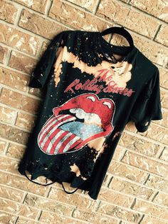 THE ROLLING STONES bleached, distressed band, concert T  shirt, rock n roll, heavy metal, Bridges to Babylon Band Concert, Bleach T Shirts, Concert T Shirt, Band Shirt, Rock T Shirts, Concert Tshirts, Band Shirts, Metal Band, Grunge Fashion