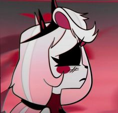 an animated image of a pink pony with black and white stripes on it's face