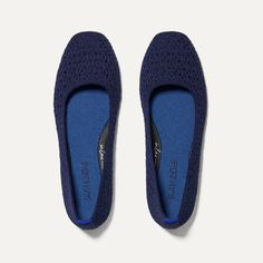 The Max Square in Deep Navy Crochet Soft, flexible upper with a crochet knit in dark navy. ; Streamlined profile with a stretchy topline offers a flattering fit.; Features our In Love Insole in navy for heel-to-toe cushioning and all-day wearability.;  Tan rubber sculpted outsoles provide added comfort and stability.; Navy Crochet, Rothys Shoes, Mary Jane Clogs, Crochet Size, Clog Boots, Holiday Bag, Sneaker Slippers, Mary Jane Heels, Slipper Boots