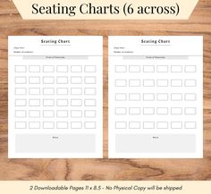 the seating chart for seating cards is shown on a wooden table with text that reads seating chart 5 across