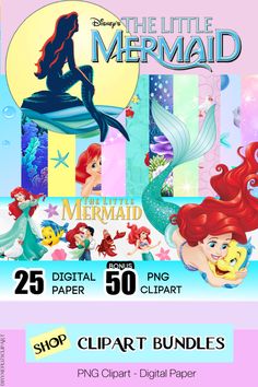 the little mermaid digital clipart bundle