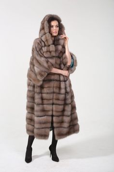 Women's marten fur coat image 3 Fluffy Mink Hooded Fur Coat, Isabella Rossellini Style, Fur Coat Outfit, Sable Coat, Sable Fur Coat, Long Fur Coat, Fabulous Furs, Fashion Guide, Womens Jackets