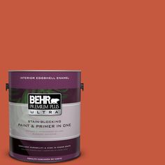 a purple paint can with the words behr premium plus ultra in white on it