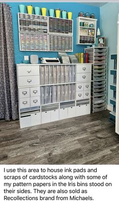 a room with lots of drawers and shelves