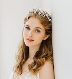 Vivienne Tiara Hairstyle One Side, White Tiara, Hair Color Names, Hair To One Side, Fashion Shoots, Tiara Wedding, Fairest Of Them All, Jennifer Behr, The Vivienne