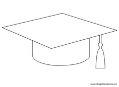 a black and white drawing of a graduation cap with a tassel on the end