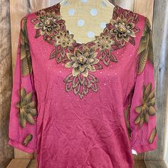 Questions? Leave A Comment Below! Embellished Pink Blouse Piece For Eid, Elegant Embroidered Top For Eid, Elegant Embroidered Top For Festivals, Pink Long Sleeve Festive Tops, Elegant Pink Blouse With Intricate Embroidery, Pink Long Sleeve Tops For Festive Occasions, Fitted Floral Print Blouse Piece For Eid, Elegant Floral Print Blouse For Eid, Elegant Embellished Pink Blouse Piece