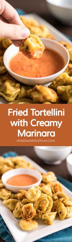 fried tortilla with creamy marinara sauce is an easy appetizer for any party