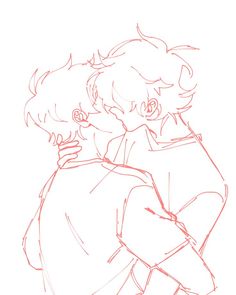 a drawing of two people hugging each other