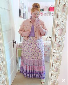 Plus Size Princesscore, Plus Size Denim Jacket Outfit, Plus Size Pastel Outfits, Pink Outfit Plus Size, Pink Denim Jacket Outfit, Plus Size Feminine Style, Plus Size Cottagecore Fashion, Plus Size Cottagecore, Cropped Jacket Outfit