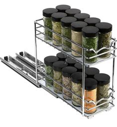 two tier spice rack with spices and seasonings