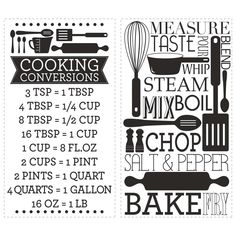 the instructions for cooking and baking