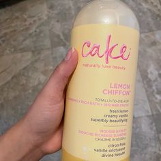 Cake Beauty | Lemon Chiffon Supremely Rich Bath And Shower Froth Feature & Details Infused With Sweet Lemon And A Hint Of Vanilla Creamy Lather Will Leave Your Skin Supple And Smooth Natural Ingredient-Driven Main Ingredient: Coconut Oil Discontinued Online It Doesn’t Have Seal Cover, But It Is Brand New. Vanilla Body Care, Caress Body Wash, Sensitive Skin Body Wash, Sol Body, Selfcare Products, Holiday Finds, Body Essentials, Scent Bars, Lemon Chiffon