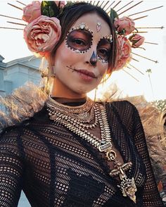 Day Of Dead Costume, Trendy Outfits Boho, Sugar Skull Makeup