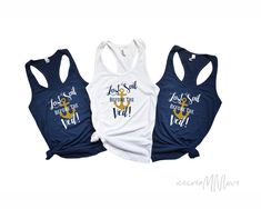 three women's tank tops with the words just sail before the wave on them