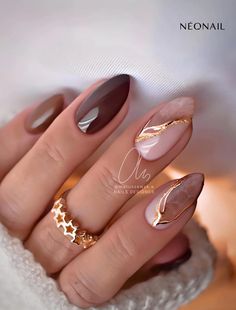 Mocha Nails, Natural Almond Nails, Uñas Aesthetic, Girls Nail Designs, Punk Nails, Romantic Nails, Almond Nails Designs, Henna Designs Hand