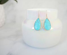 Expression Earrings - Carolyn Hearn Designs Gold Filled, Turquoise