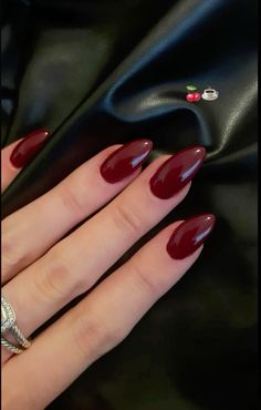 #nails #red #rednails #cherrynails #shortnails #shortrednails #fyp Dark Cherry Red Nails Aesthetic, Dark Red Nails Chrome, Dark Wine Red Nails, Cherry Coke Nails, Christmas Nails Dark, Nails Almond Short, Cherry Red Nail, Cherry Red Nails, Short Red Nails