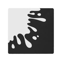 an abstract black and white painting on a square piece of paper with water drops coming out of it