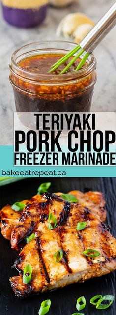 teriyaki pork chop freezer marinade in a glass bowl