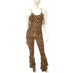 Brand New With Tags Leopard Print Ruffle Leg Pants Jumpsuit Size Small. Stretch To Fabric, Super Cute Pit 15 Length 60 Chic Leopard Print Jumpsuits And Rompers For Night Out, Spring Leopard Print Jumpsuits And Rompers, Chic Leopard Print Jumpsuits For Night Out, Casual Fitted Leopard Print Jumpsuits And Rompers, Casual Fitted Leopard Print Jumpsuit/romper, Fitted Casual Leopard Print Jumpsuit, Chic Fitted Leopard Print Jumpsuits And Rompers, Chic Fitted Leopard Print Jumpsuit, Fitted Leopard Print Pants For Summer