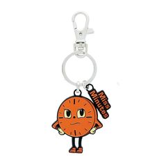 a keychain with an orange cartoon character on it's front and back ends